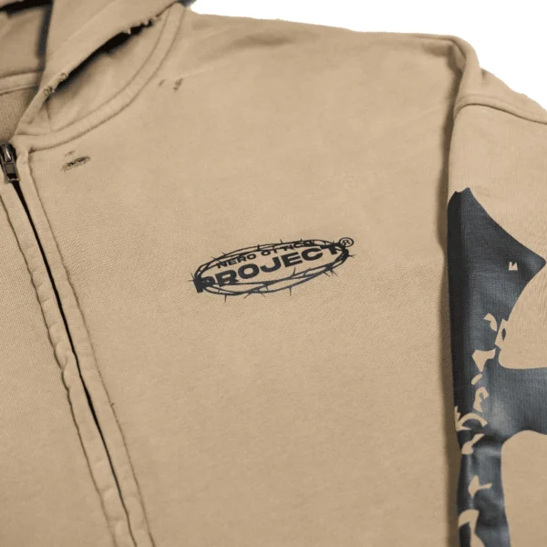 detail 3 Pentecoste Zip Hoodie - Nero Ottico - Edropit