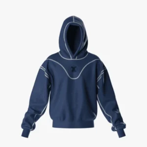 front Analogy Blue Navy Embroidery Hoodie - Analogy Studios- Edropit