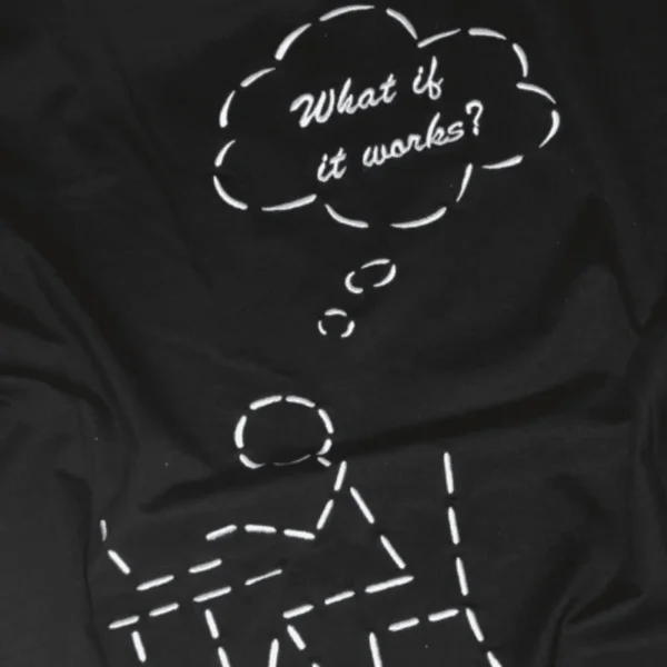detail Analogy Black Tee "What if it works" - Analogy Studios - Edropit