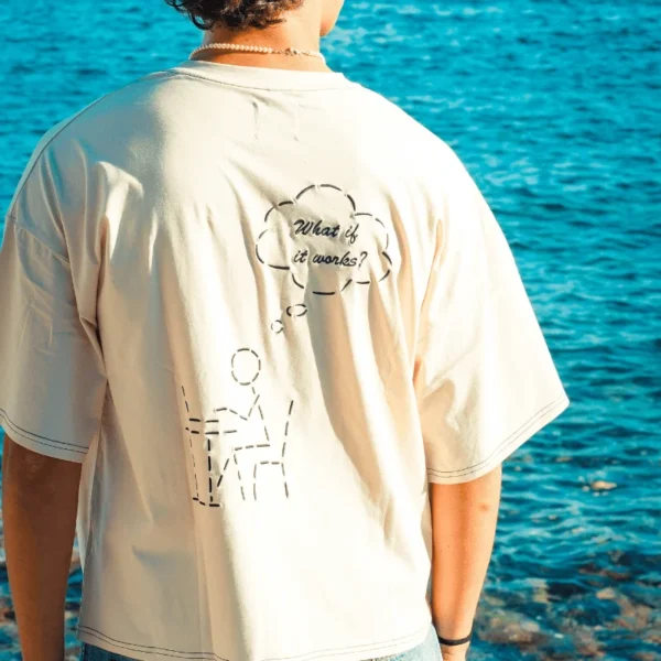 retro Analogy Cream Tee "What if it works" - Analogy Studios - Edropit