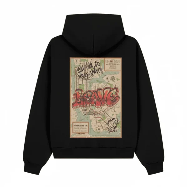 Black New York Subway City Map Hoodie - Leave Worldwide - Image 2